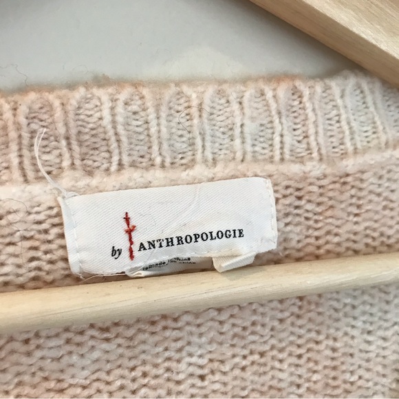 Anthropologie cream and pink oversized sweater - Picture 4 of 9